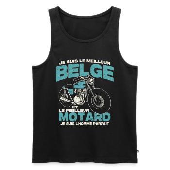 Le meilleur belge et le meilleur motard - Débardeur bio Premium Homme - noir - Devant - Michal (187cm)