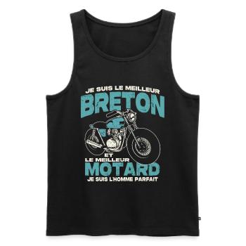 Le meilleur breton et le meilleur motard - Débardeur bio Premium Homme - noir - Devant - Michal (187cm)