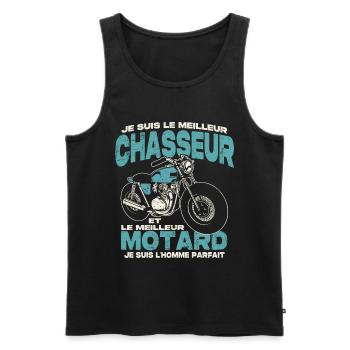 Le meilleur chasseur et le meilleur motard - Débardeur bio Premium Homme - noir - Devant - Michal (187cm)