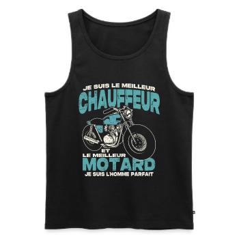 Le meilleur chauffeur et le meilleur motard - Débardeur bio Premium Homme - noir - Devant - AI Model Male 178 light (178cm)