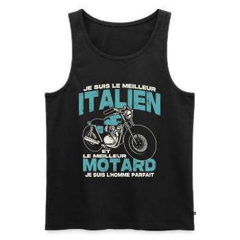 Le meilleur italien et le meilleur motard - Débardeur bio Premium Homme - noir - Devant - Michal (187cm)