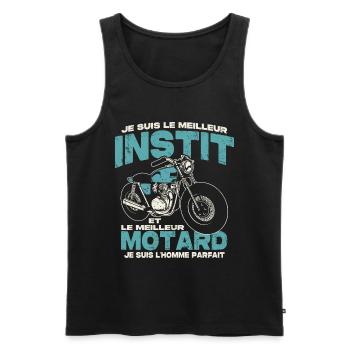Le meilleur instit et le meilleur motard - Débardeur bio Premium Homme - noir - Devant - Michal (187cm)
