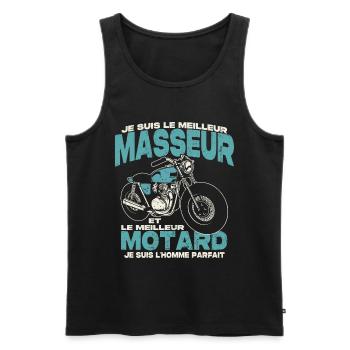 Le meilleur masseur et le meilleur motard - Débardeur bio Premium Homme - noir - Devant - Michal (187cm)