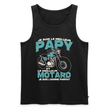 Le meilleur papy et le meilleur motard - Débardeur bio Premium Homme - noir - Devant - Michal (187cm)
