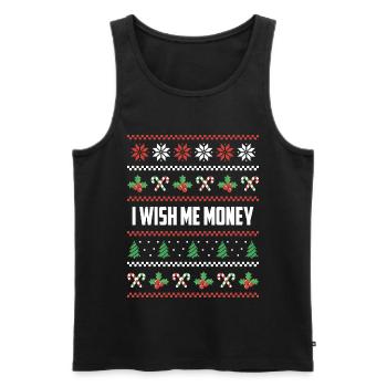 Je veux de l’argent pour Noël - Débardeur bio Premium Homme - noir - Devant - Michal (187cm)