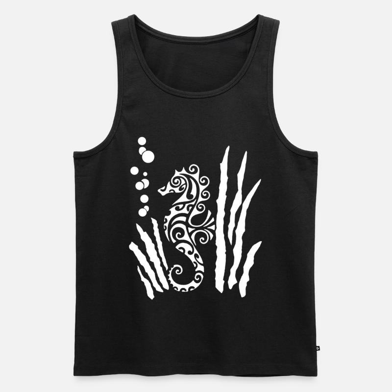Weißes Stammes-Seepferdchen - Männer Premium Bio Tank Top - Schwarz
