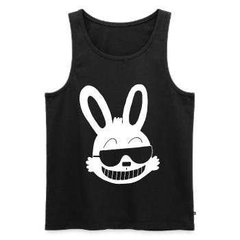 White rabbit showing off - Men's Premium Organic Tank Top - black - Front - AI Model Male 178 light (178cm)