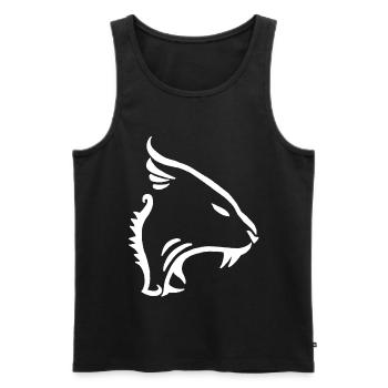 White Minimalist Lion - Men's Premium Organic Tank Top - black - Front - Michal (187cm)