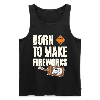 Né pour faire des feux d'artifice - Débardeur bio Premium Homme - noir - Devant - Michal (187cm)