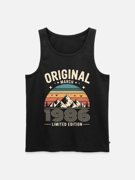 Vintage Born in March 1986 Original 40 years ago - Men's Premium Organic Tank Top - black