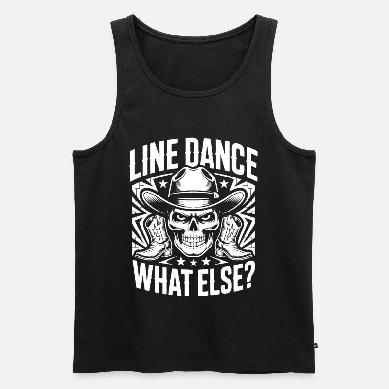 Line Dance Skull Cowboy - Männer Premium Bio Tank Top - Schwarz