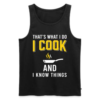 LA CUISINE EST MON TRUC Motif de la poêle - Débardeur bio Premium Homme - noir - Devant - Michal (187cm)