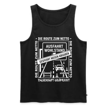 The route to Netto permanently closed - Men's Premium Organic Tank Top - black - Front - AI Model Male 178 light (178cm)