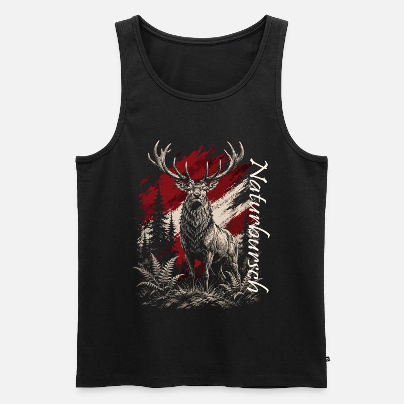 Hirsch im Wald – Rustikal Illustration - Männer Premium Bio Tank Top - Schwarz