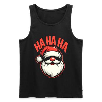 Santa Lächeln HAHA Weihnachtsmotiv - Männer Premium Bio Tank Top - Schwarz - Vorne - Michal (187cm)