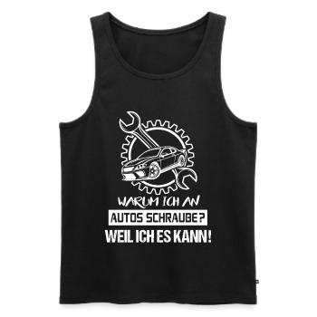 Warum ich Autos schraube KFZ_Mechaniker - Männer Premium Bio Tank Top - Schwarz - Vorne - Michal (187cm)