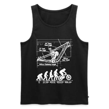 Plan de la MTB Evolution : châssis à suspension intégrale - Débardeur bio Premium Homme - noir - Devant - Michal (187cm)
