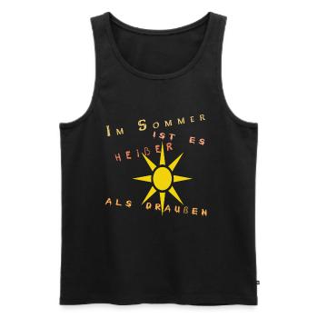 Im Sommer ist es heißer als draußen - Männer Premium Bio Tank Top - Schwarz - Vorne - Michal (187cm)