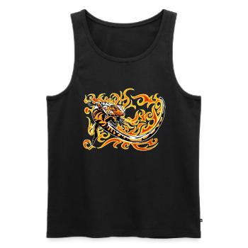 Little red caiman and fire - Men's Premium Organic Tank Top - black - Front - AI Model Male 178 light (178cm)