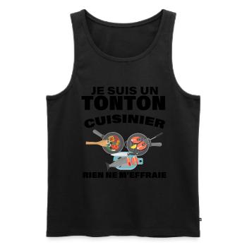 Mon tonton C'est Le meilleur Cuisinier - Débardeur bio Premium Homme - noir - Devant - Michal (187cm)