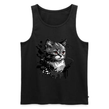 kleines Kätzchen, junge Katze - Männer Premium Bio Tank Top - Schwarz - Vorne - AI Model Male 178 light (178cm)
