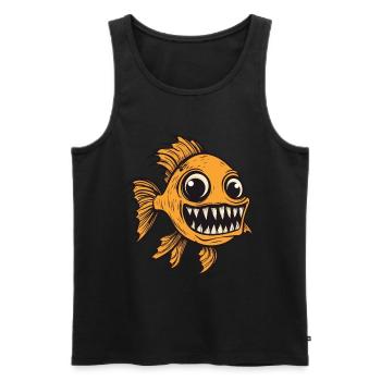 Poisson rouge Halloween Drôle Zombie - Débardeur bio Premium Homme - noir - Devant - Michal (187cm)