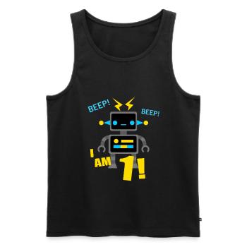 Robot 1 an anniversaire garçons cadeau - Débardeur bio Premium Homme - noir - Devant - Michal (187cm)