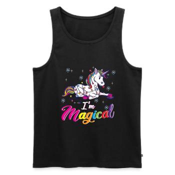 Cadeau magique de Noël Licorne - Débardeur bio Premium Homme - noir - Devant - Michal (187cm)