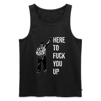 Here To Fuck You Up Arbitre de hockey sur glace - Débardeur bio Premium Homme - noir - Devant - AI Model Male 178 light (178cm)
