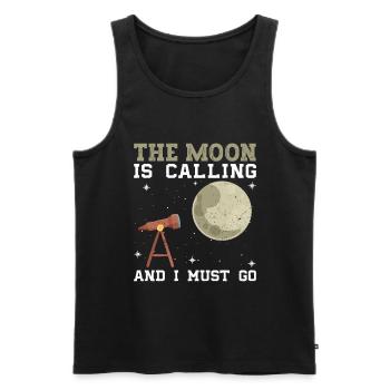 The Moon Is Calling And I Must Go - Mond - Männer Premium Bio Tank Top - Schwarz - Vorne - Michal (187cm)