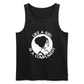 Like A Girl Is A Compliment - Feminism - Men's Premium Organic Tank Top - black - Front - AI Model Male 178 light (178cm)
