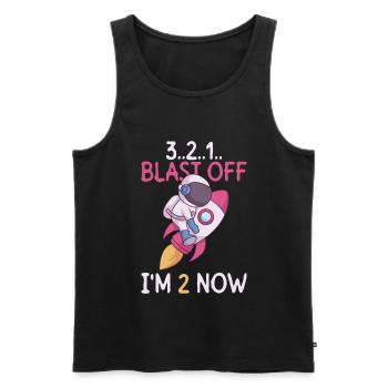 3..2..1.. Blast Off - J’ai 2 ans maintenant - 2ème anniversaire - Débardeur bio Premium Homme - noir - Devant - Michal (187cm)