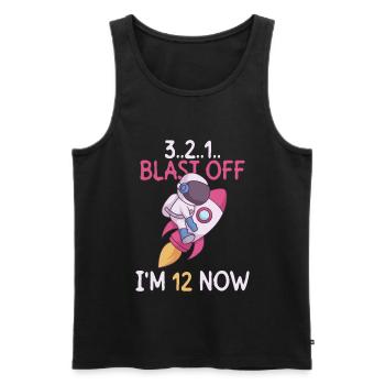 3..2..1.. Blast Off - J’ai 12 ans maintenant - 12e anniversaire - Débardeur bio Premium Homme - noir - Devant - AI Model Male 178 light (178cm)
