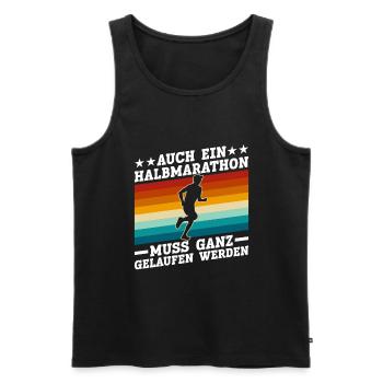 Halbmarathon Läufer Joggen Jogging Laufen Lustig - Männer Premium Bio Tank Top - Schwarz - Vorne - Michal (187cm)