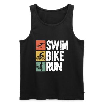 Swimming Cycling Running - Triathlon Training - Men's Premium Organic Tank Top - black - Front - AI Model Male 178 light (178cm)