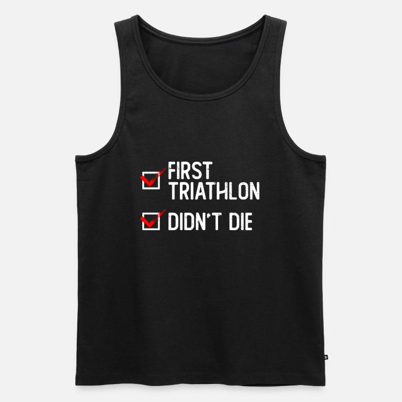 Erster Triathlon nicht gestorben - Triathlet - Männer Premium Bio Tank Top - Schwarz