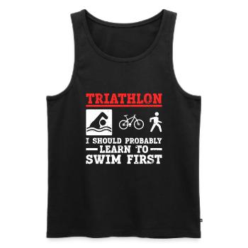 Triathlon Entraînement Natation Triathlète Drôle - Débardeur bio Premium Homme - noir - Devant - Michal (187cm)