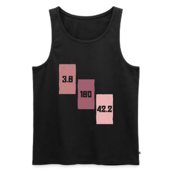3.8 | 180 | 42.2 - Triathlon Frauen Training - Männer Premium Bio Tank Top - Schwarz - Vorne - AI Model Male 178 light (178cm)
