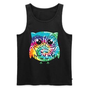 hibou amoureux des animaux hiboux - Débardeur bio Premium Homme - noir - Devant - Michal (187cm)
