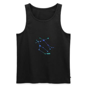Signe du zodiaque Gémeaux, Gémeaux - Débardeur bio Premium Homme - noir - Devant - AI Model Male 178 light (178cm)