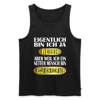 Lustiger Spruch Lustige Sprüche - Männer Premium Bio Tank Top - Schwarz - Vorne - Michal (187cm)