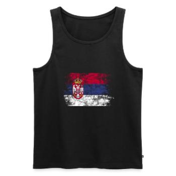 Serbien Flagge Grunge Vintage Nationalfarben - Männer Premium Bio Tank Top - Schwarz - Vorne - Michal (187cm)