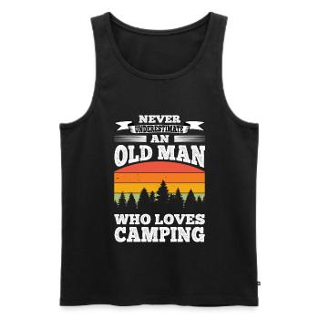 Unterschätzen Alter Mann Camping mit Wohnmobil - Männer Premium Bio Tank Top - Schwarz - Vorne - Michal (187cm)