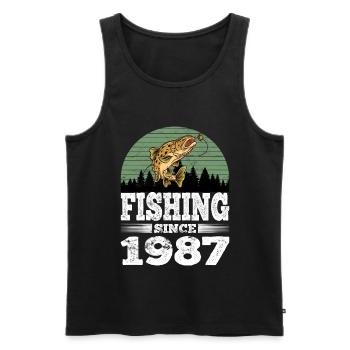 Fishing since 1987 - Men's Premium Organic Tank Top - black - Front - AI Model Male 178 light (178cm)