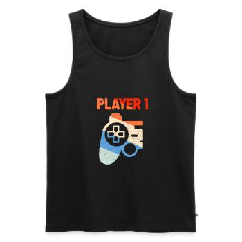 Player 1 Gamer Partner Couple Amour Jeux De Jeu Geschen - Débardeur bio Premium Homme - noir - Devant - Michal (187cm)