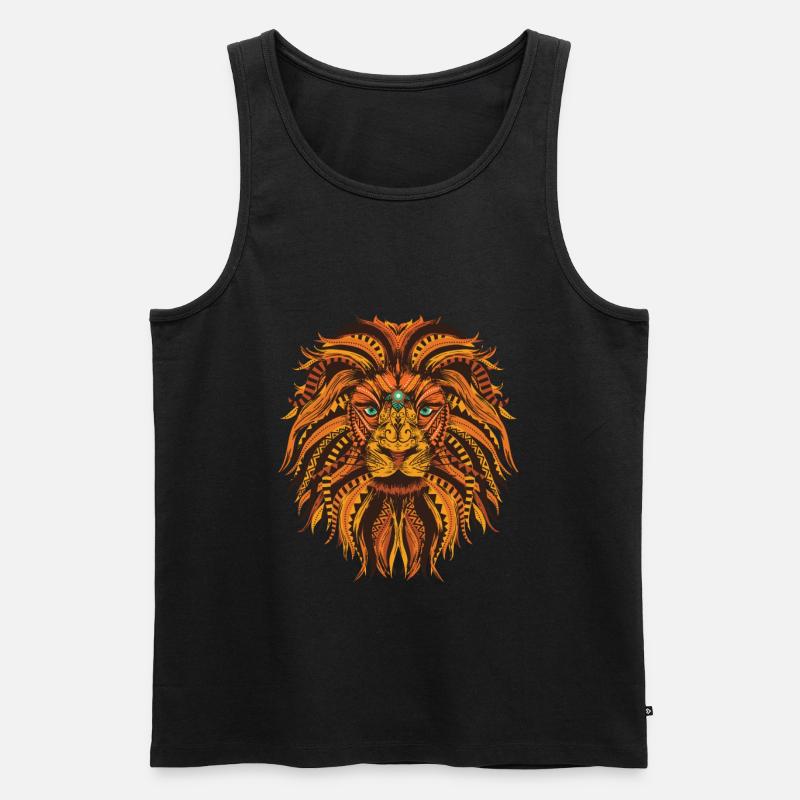 Mandala Löwe - Männer Premium Bio Tank Top - Schwarz