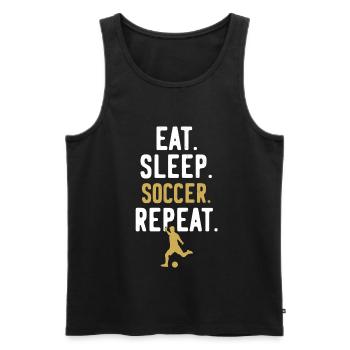 Football Funny Cool Sayings Repeat - Men's Premium Organic Tank Top - black - Front - Michal (187cm)