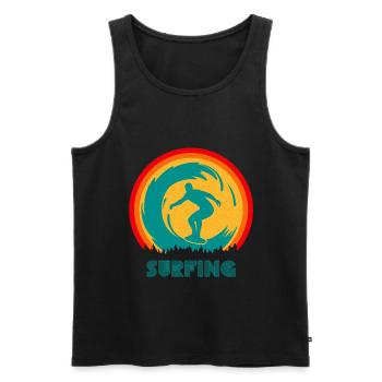 Surfen Surfer Surf retro 60er - Männer Premium Bio Tank Top - Schwarz - Vorne - AI Model Male 178 light (178cm)