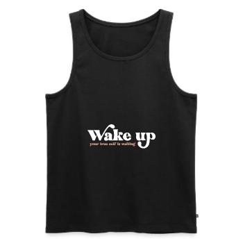 wake up - Débardeur bio Premium Homme - noir - Devant - AI Model Male 178 light (178cm)