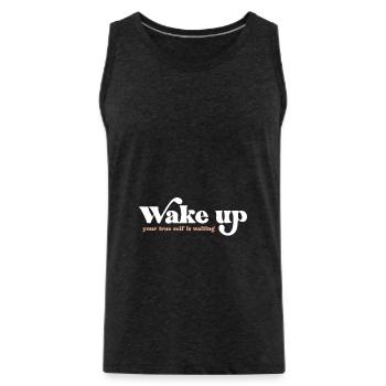 Wake up - Men's Premium Organic Tank Top - charcoal grey - Front - Alexander (188cm)